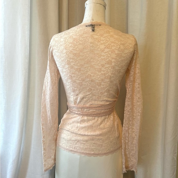 Sheer Lace Wrap Top in Soft Blush Pink - Picture 5 of 6